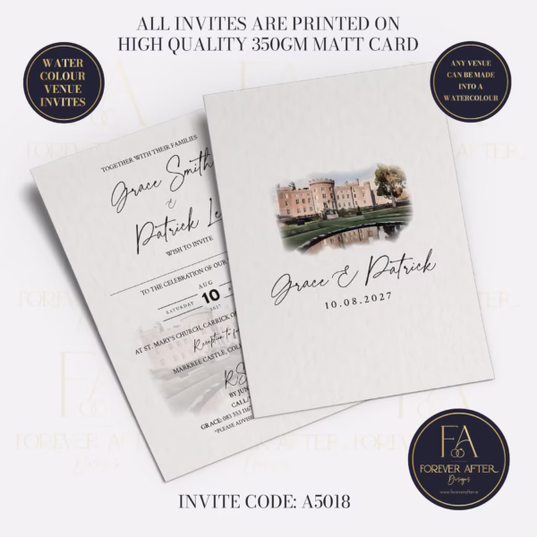 Design 18 A5 Website Pictures-01 A5 Invite : Product code A5018 (Watercolour Venue Invites)