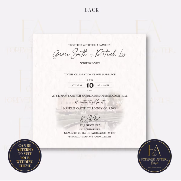 Square Invite : Product code SQ018 (Watercolour Venue Invites)