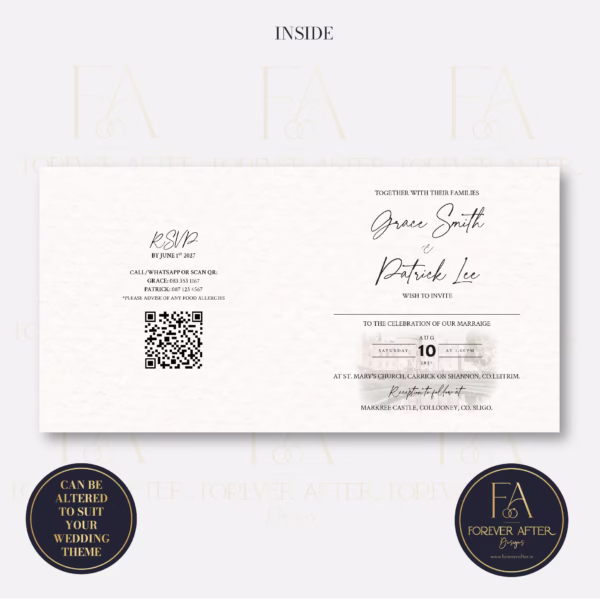Square Fold Invite : Product code SQF018 (Watercolour Venue Invites)